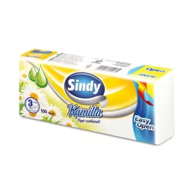 Papír zsebkendő, 3 rétegű, 100 db, "Sindy", kamilla