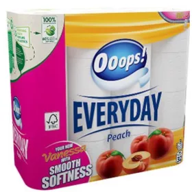 Toalettpapír, 3 rétegű, kistekercses, 32 tekercs, OOOPS "Everyday", barack illat
