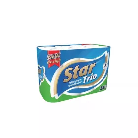 Toalettpapír, 3 rétegű, kistekercses, 24 tekercs, "Star Trio"