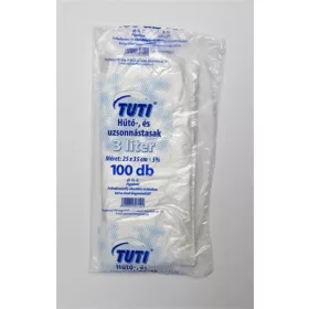 Hűtő- és uzsonnástasak, 3 l, 100 db, 25 x 35 cm, 9 µ, TUTI