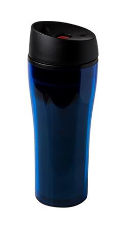 Termosz pohár, 0,4 l, műanyag, nyomógombos, "Coffee to Go", színes