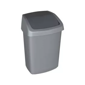   Billenős szemetes, 25 l, CURVER "Swing top", ezüst/grafit