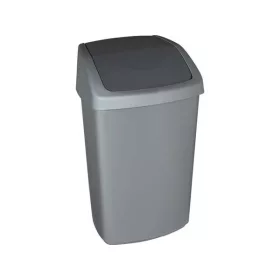 Billenős szemetes, 50 l, CURVER "Swing top", ezüst/grafit