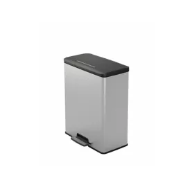   Pedálos szemetes, újrahasznosított műanyag, 65 l, CURVER "Deco bin", fekete/ezüst