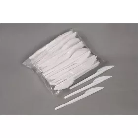   Kés, műanyag, többször használatos, 17 cm, 40 db "Prima", fehér