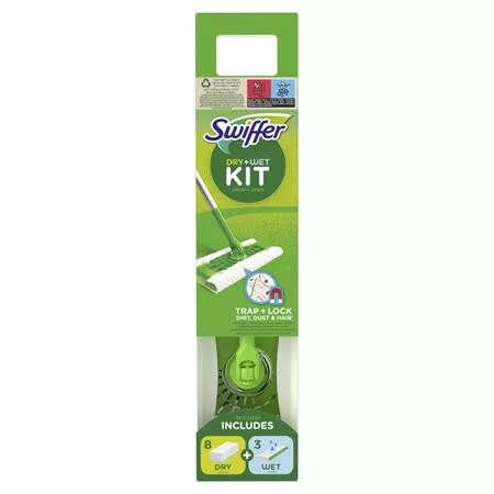 Kezdőkészlet, felmosó, nedves- és száraz utántöltővel, SWIFFER "Sweeper"