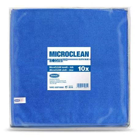 Törlőkendő, mikroszálas, univerzális, 10 db, 32x32 cm, BONUS "MicroCLEAN", kék