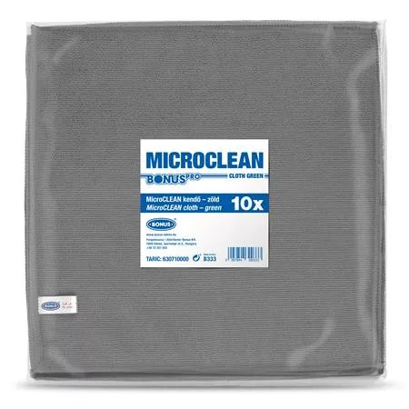 Törlőkendő, mikroszálas, univerzális, 10 db, 32x32 cm, BONUS "MicroCLEAN", szürke