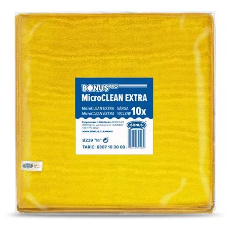 Törlőkendő, mikroszálas, univerzális, 10 db, 40x40 cm, BONUS "MicroCLEAN Extra", sárga