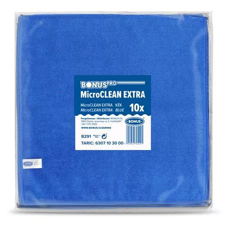 Törlőkendő, mikroszálas, univerzális, 10 db, 40x40 cm, BONUS "MicroCLEAN Extra", kék