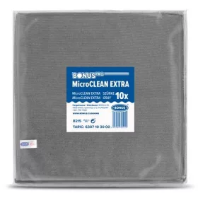 Törlőkendő, mikroszálas, univerzális, 10 db, 40x40 cm, BONUS "MicroCLEAN Extra", szürke