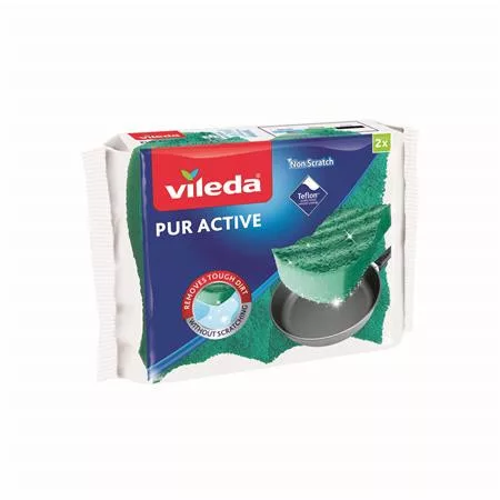 Mosogatószivacs, 2 db, VILEDA "Pur Active", zöld