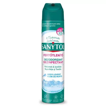 Légfrissítő, fertőtlenítő, 300 ml, SANYTOL, hegyi levegő