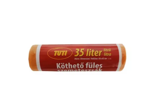 Szemeteszsák, köthető füles, 35 l, 20 db, 50x60 cm, 16 µ, TUTI, narancssárga
