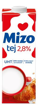 Tartós tej, visszazárható dobozban, 2,8%, 1 l, MIZO 12 db/csomag