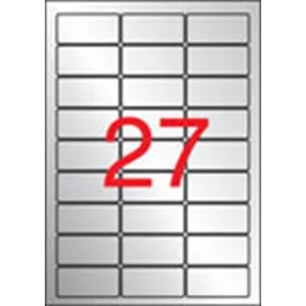   Etikett, 63,5x29,6 mm, poliészter, időjárásálló, kerekített sarkú, APLI, ezüst, 540 etikett/csomag