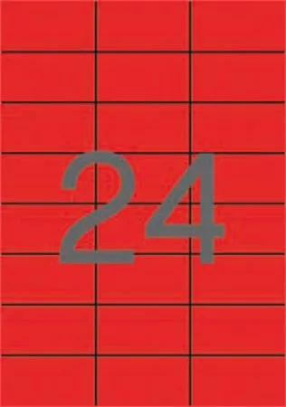 Etikett, 70x37 mm, színes, APLI, piros, 2400 etikett/csomag