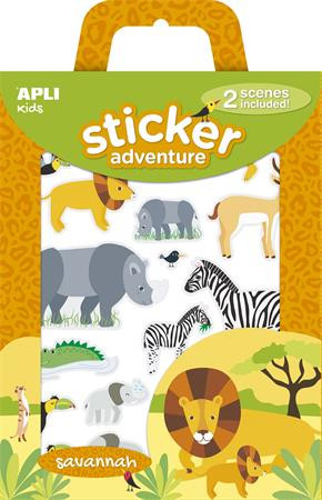 Matricás foglalkoztató készlet, APLI Kids "Sticker Adventure", szavanna