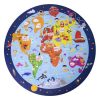 Puzzle, kör alakú, 48 darabos, APLI Kids "Circular Puzzle", világtérkép