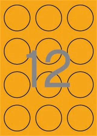 Etikett, 60 mm kör, színes, APLI, neon narancs, 240 etikett/csomag