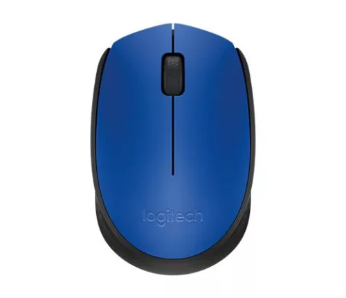 Egér, vezeték nélküli, optikai, közepes méret, USB, LOGITECH "M171", kék