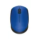 Egér, vezeték nélküli, optikai, közepes méret, USB, LOGITECH "M171", kék
