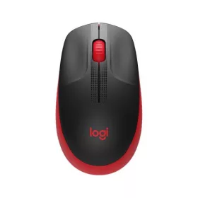   Egér, vezeték nélküli, optikai, USB, LOGITECH, "M190", piros