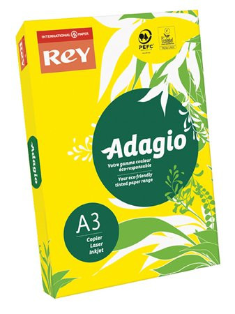 Másolópapír, színes, A3, 80 g, REY "Adagio", intenzív sárga 5 db/csomag