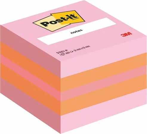 Öntapadó jegyzettömb, 51x51 mm, 400 lap, 3M POSTIT, pink