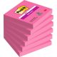 Öntapadó jegyzettömb, 76x76 mm, 6x90 lap, 3M POSTIT "Super Sticky", pink