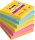 Öntapadó jegyzettömb, 76x76 mm, 6x90 lap, 3M POSTIT "Super Sticky", "Carnival", vegyes színek