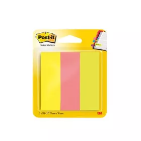 Jelölőcímke, papír, 3x100 lap, 25x76 mm, 3M POSTIT, vegyes neon színek
