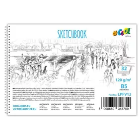   Vázlatfüzet, famentes, B5, spirál, 32 lap, COOL BY VICTORIA