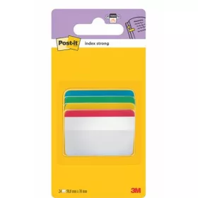   Jelölőcímke, műanyag, megerősített, döntött, 4x6 lap, 50,8x38,1 mm, 3M POSTIT, vegyes színek