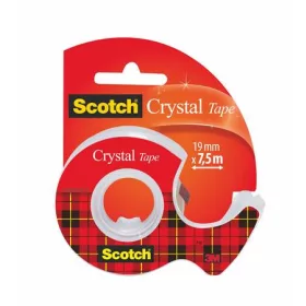   Ragasztószalag, adagolón, kézi, 19 mm x 7,5 m, 3M SCOTCH "Crystal"