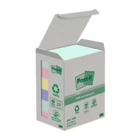   Öntapadó jegyzettömb, 38x51 mm, 6x100 lap, környezetbarát, 3M POSTIT "Nature", vegyes pasztell színek