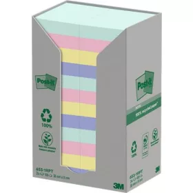   Öntapadó jegyzettömb, 38x51 mm, 24x100 lap, környezetbarát, 3M POSTIT "Nature", vegyes pasztell színek