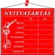 Információs tábla, 20x17,5 cm, "Nyitvatartás", piros