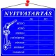 Információs tábla, 20x17,5 cm, "Nyitvatartás", kék