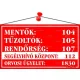 Információs tábla, 22,5x12,5 cm, "Mentők tűzoltók, rendőrség telefonszámok", piros