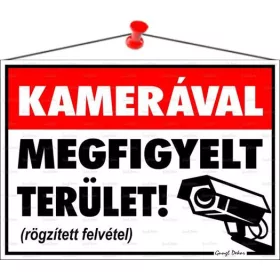 Információs tábla, 35x25 cm, "Kamerával megfigyelt terület"