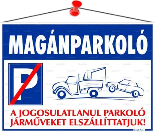 Információs tábla, 35x25 cm, "Magánparkoló"