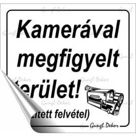 Információs matrica, 8,7x8,3 cm, "Kamerával megfigyelt terület"