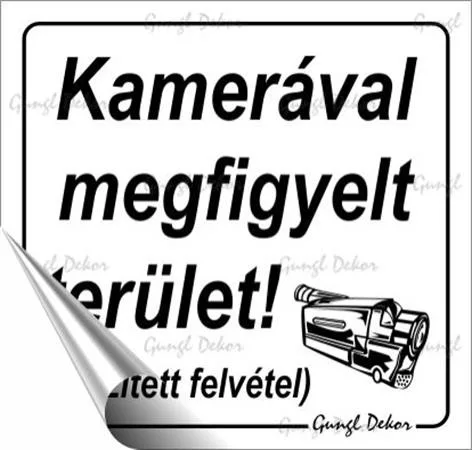 Információs matrica, 8,7x8,3 cm, "Kamerával megfigyelt terület"