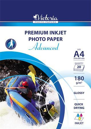 Fotópapír, tintasugaras, A4, 180 g, fényes, VICTORIA PAPER "Advanced"