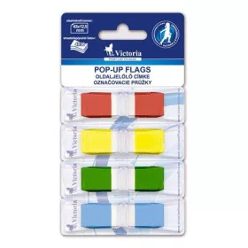   Jelölőcímke, műanyag, 4x36 lap, 43x12,5 mm, VICTORIA OFFICE, vegyes szín