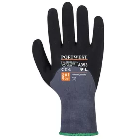   Védőkesztyű, nylon, nitrilhab, XL méret "DermiFlex Ultra Plus", szürke-fekete