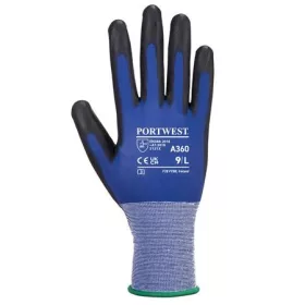   Védőkesztyű, nylon, PU tenyéren mártott, M méret "Senti-Flex", kék
