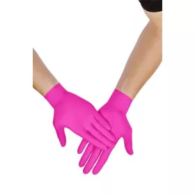   Védőkesztyű, egyszer használatos, nitril, L méret, 100 db, púder nélküli, magenta