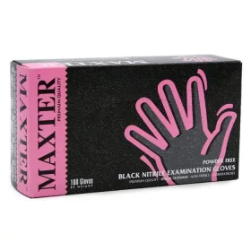   Védőkesztyű, egyszer használatos, nitril, XL méret, 100 db, púder nélküli, fekete